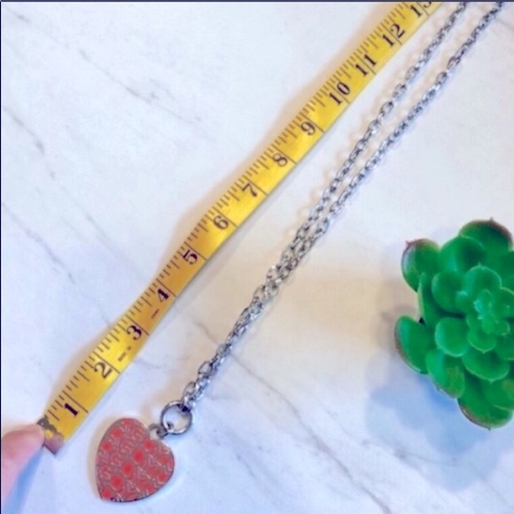 MARC BY MARC JACOBS-Orange & Silver Look Chunky Deco Heart Statement Necklace - Picture 7 of 7